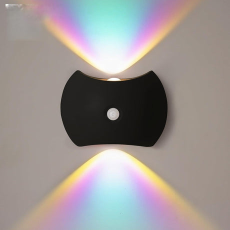 Indoor Wall Lamp - Night Light with Motion Sensor - Wireless LED Wall Light - Rechargeable Wall Lamp - Stair Lighting - Closet Lighting - Bedroom Lamp - USB Rechargeable - Magnetic -RGB Color Light - Black - 1 Piece