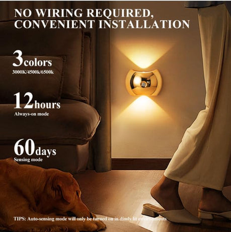 Indoor Wall Lamp - Night Light with Motion Sensor - Wireless LED Wall Light - Rechargeable Wall Lamp - Stair Lighting - Closet Lighting - Bedroom Lamp - USB Rechargeable - Magnetic -RGB Color Light - Black - 1 Piece