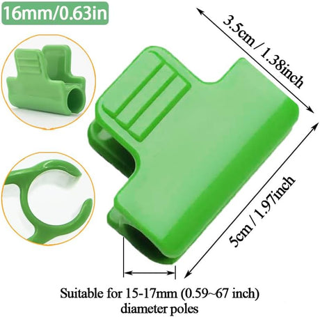 Greenhouse Clamps - Foil Clips - Pipe Clamps 16mm - Greenhouse Clips - Greenhouse Mounting - Tunnel Arch Clips - Vegetable Garden Accessories - Greenhouse - Fleece Cloth Holders - Bird Net Clamp - Insect Mesh Mounting - Garden Supplies - Plastic - Green -