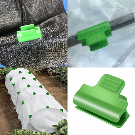 Greenhouse Clamps - Foil Clips - Pipe Clamps 16mm - Greenhouse Clips - Greenhouse Mounting - Tunnel Arch Clips - Vegetable Garden Accessories - Greenhouse - Fleece Cloth Holders - Bird Net Clamp - Insect Mesh Mounting - Garden Supplies - Plastic - Green -