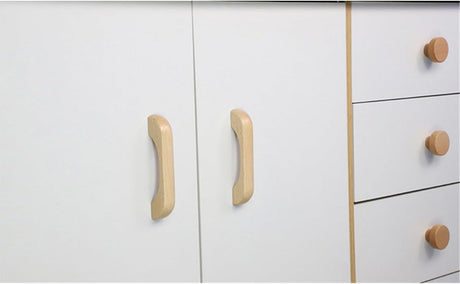 Furniture handles - Kitchen handles - Door handles - Cabinet handles - Drawer knobs - Furniture fittings - Kitchen fittings - Handles - Walnut - Wood - Wooden - Kitchen renovation - Modern - Black walnut - Bridge shape - Pitch 128mm - Walnut - Set of 4