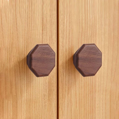Furniture Knobs - Drawer Knobs - Cabinet Knobs - Furniture Handles - Kitchen Handles - Door Handles - Cabinet Handles - Furniture Hardware - Kitchen Hardware - Handles - Walnut - Wood - Wooden - Octagon - Octagon - Geometric - Design - Walnut - Set of 4