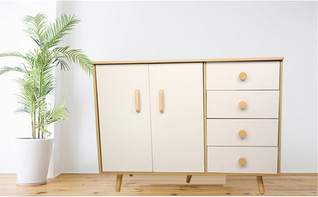 Furniture handles - Kitchen handles - Door handles - Cabinet handles - Drawer knobs - Furniture fittings - Kitchen fittings - Handles - Beech wood - Wood - Wooden - Scandinavian - Bridge shape - Kitchen renovation - Pitch size 128mm - Beech - Set of 4