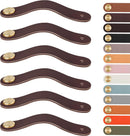 Leather Handles - Furniture Handles - Kitchen Handles - Door Handles - Cabinet Handles - Drawer Knobs - Furniture Hardware - Kitchen Hardware - Handles - Leather - Leather - Kitchen Renovation - Industrial - Brass - Knobs - Loops - Loop - Cognac - Set of