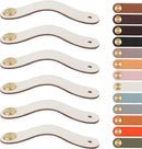 Leather Handles - Furniture Handles - Kitchen Handles - Door Handles - Cabinet Handles - Drawer Knobs - Furniture Hardware - Kitchen Hardware - Handles - Leather - Leather - Kitchen Renovation - Scandinavian - Brass - Knobs - Loops - Loop - Ivory - Set of