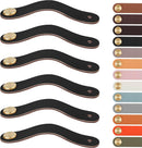 Leather Handles - Furniture Handles - Kitchen Handles - Door Handles - Cabinet Handles - Drawer Knobs - Furniture Hardware - Kitchen Hardware - Handles - Leather - Leather - Kitchen Renovation - Industrial - Brass - Knobs - Loops - Loop - Black - Set of 6