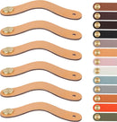 Leather Handles - Furniture Handles - Kitchen Handles - Door Handles - Cabinet Handles - Drawer Knobs - Furniture Hardware - Kitchen Hardware - Handles - Leather - Leather - Kitchen Renovation - Scandinavian - Brass - Knobs - Loops - Loop - Beige - Set of