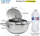 Deep fryer - Tempura pan - 20 cm - Stainless steel pan - Kitchen accessories - Japanese deep fryer - Induction deep fryer - Deep fryer - Cooking pot - Stainless steel pan - Small deep fryer - Kitchen utensils - Household - Silver - 1 piece