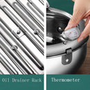 Deep fryer - Tempura pan - 24 cm - Stainless steel pan - Kitchen accessories - Japanese deep fryer - Induction deep fryer - Deep fryer - Cooking pot - Stainless steel pan - Large deep fryer - Kitchen utensils - Household - Silver - 1 piece