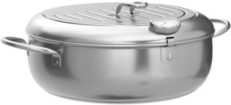 Deep fryer - Tempura pan - 24 cm - Stainless steel pan - Kitchen accessories - Japanese deep fryer - Induction deep fryer - Deep fryer - Cooking pot - Stainless steel pan - Large deep fryer - Kitchen utensils - Household - Silver - 1 piece