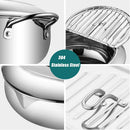 Deep fryer - Tempura pan - 24 cm - Stainless steel pan - Kitchen accessories - Japanese deep fryer - Induction deep fryer - Deep fryer - Cooking pot - Stainless steel pan - Large deep fryer - Kitchen utensils - Household - Silver - 1 piece