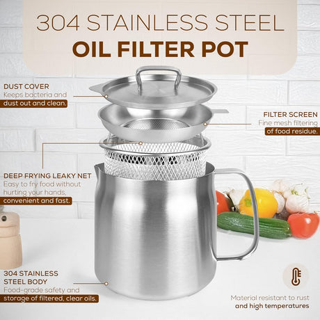 Deep fryer with basket - Stainless steel deep fryer - Kitchen accessories - Oil pan - Induction pan - Deep fryer - Pasta pan - Kitchen utensils - Stainless steel pot - Mini deep fryer - Cooking accessories - Deep fryer - Oil can - Kitchen utensils - 1.5L