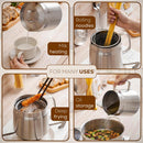 Deep fryer with basket - Stainless steel deep fryer - Kitchen accessories - Oil pan - Induction pan - Deep fryer - Pasta pan - Kitchen utensils - Stainless steel pot - Mini deep fryer - Cooking accessories - Deep fryer - Oil can - Kitchen utensils - 1.5L