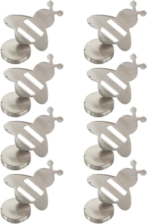 Tablecloth clips - Tablecloth weights - Magnetic clips - Tablecloth holder - Garden accessories - Picnic accessories - Windstopper tablecloth - Table accessories - Outdoor dining - Magnetic weight - Bee design - Silver - 8 pieces