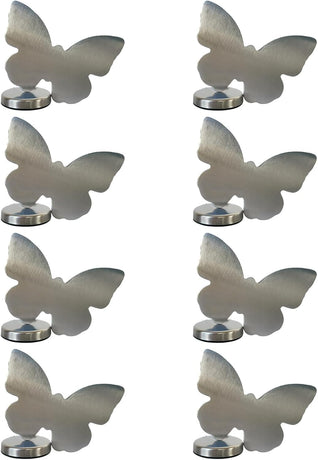 Tablecloth clips - Tablecloth weights - Magnetic clips - Tablecloth holder - Garden accessories - Picnic accessories - Windstopper tablecloth - Table accessories - Outdoor dining - Magnetic weight - Butterfly design - Silver - 8 pieces