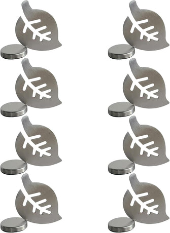 Tablecloth clips - Tablecloth weights - Magnetic clips - Tablecloth holder - Garden accessories - Picnic accessories - Windstopper tablecloth - Table accessories - Outdoor dining - Magnetic weight - Leaf design - Silver - 8 pieces