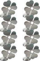 Tablecloth clips - Tablecloth weights - Magnetic clips - Tablecloth holder - Garden accessories - Picnic accessories - Windstopper tablecloth - Table accessories - Outdoor dining - Magnetic weight - Clover design - Silver - 8 pieces
