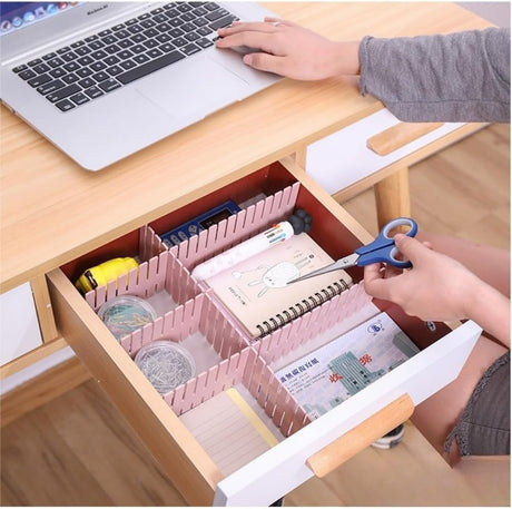 Drawer dividers - Drawer organizer - Storage system - Adjustable drawer divider - Desk organizer - Kitchen drawer organizer - Make-up organizer - Wardrobe organizer - Drawer division - Sock organizer - Underwear organizer - 2mm - 47x7cm - Pink - 8 pieces