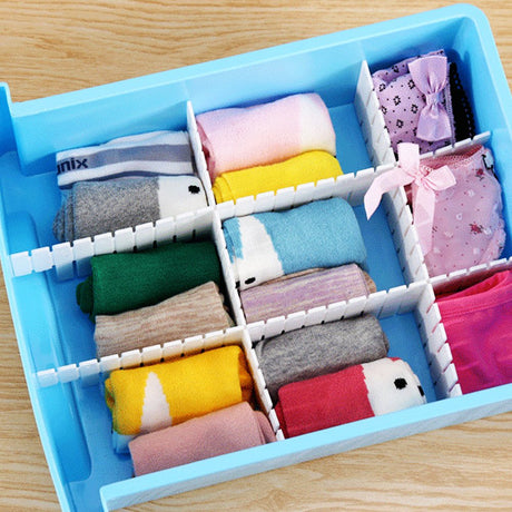Drawer dividers - Drawer organizer - Storage system - Adjustable drawer divider - Desk organizer - Kitchen drawer organizer - Make-up organizer - Wardrobe organizer - Drawer division - Sock organizer - Underwear organizer - 2mm - 47x7cm - White - 8 pieces