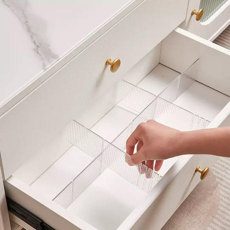 Drawer dividers with clips - Drawer organizer - Storage system - Adjustable drawer divider - Desk organizer - Kitchen drawer organizer - Make-up organizer - Drawer division - Sock organizer - Underwear organizer - Storage box drawer - 2mm - Transparent -