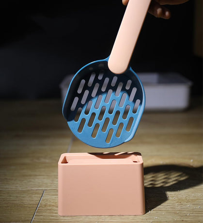 Cat Litter Scoop with Holder - Cat Litter Scoop - Cat Litter Sieve - Cat Litter Accessories - Cat Toilet Scoop - Feces Scoop - Pet Supplies - Cat Litter Care - Cat Litter Sieve Scoop - Dark Blue - 1 Piece