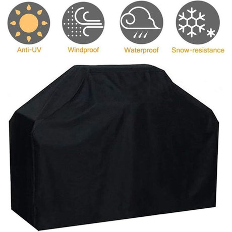 BBQ Cover Waterproof Windproof Fade Resistant Oxford Fabric Compatible with Weber and Brinkmann Barbecue Racks, 145 x 61 x 117 cm