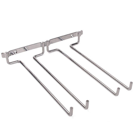 Hanging Glass Holder 2 Row Chrome Stemware Rack Under Shelf