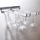 Hanging Glass Holder 2 Row Chrome Stemware Rack Under Shelf