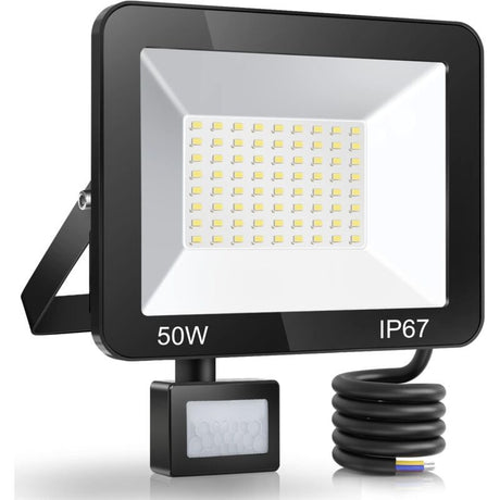 50W LED Floodlight with Motion Sensor IP67 Waterproof 5000LM 7000K Cool White
