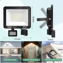50W LED Floodlight with Motion Sensor IP67 Waterproof 5000LM 7000K Cool White