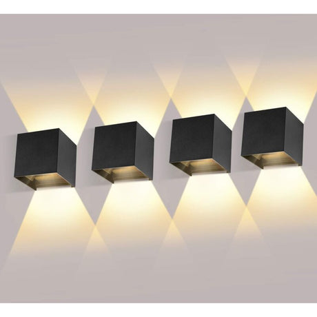 4 Pack 12W LED Wall Lights Adjustable Beam Angle IP65 Waterproof 3000K Warm White