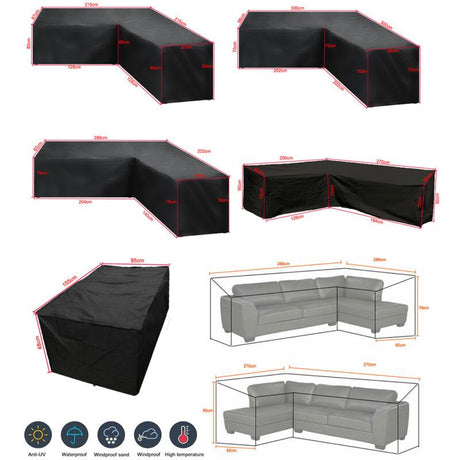 Garden Corner Sofa Cover Waterproof 210D Oxford L Shape Furniture Cover, 300 x 300 x 98 cm