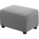 Square Ottoman Cover Soft Jacquard Stretch Footstool Cover Light Gray, Size S