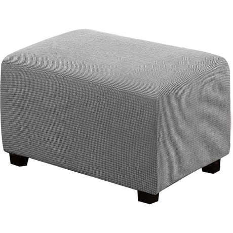 Square Ottoman Cover Soft Jacquard Stretch Footstool Cover Light Gray, Size S