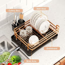 Aluminum Dish Drainer with Removable Tray Champagne Gold, 43 x 31.5 x 11 cm