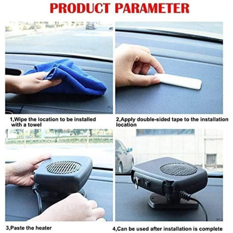 2-in-1 Car Heater 200W 12V Cigarette Lighter Defogger and Cooling Fan