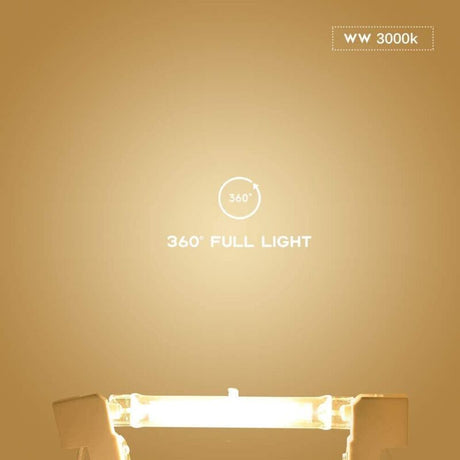 R7S LED Bulb 10W Warm White 230V Non Dimmable COB, 118 mm