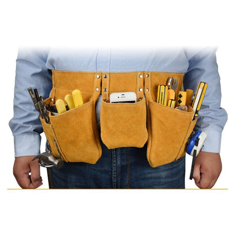 Leather Tool Belt with Pockets Adjustable Nylon Belt, 52 x 22 cm