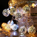 20 LED Solar String Lights Moroccan Ball Warm White Waterproof, 5 m