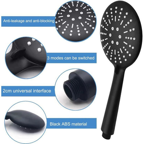 High Pressure Shower Head 3 Spray Modes with Hose, 1.5 m