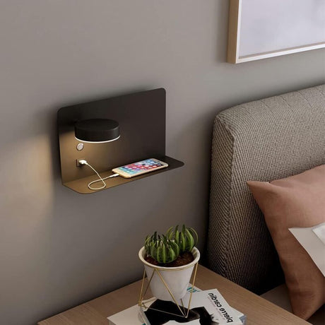 1 Pack Right Side 12W LED Reading Wall Lamp USB Charging 3 CCT Black