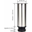 4 Pack Adjustable Furniture Legs Stainless Steel Round Sofa Table Legs, Diameter 50 mm Height 150 mm