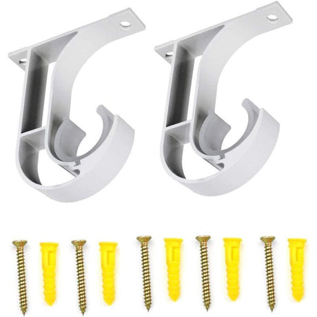 2 Pcs Curtain Rod Brackets Zinc Alloy Wall Ceiling Mount White