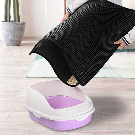Double Layer Cat Litter Mat Black, 30 x 45 cm