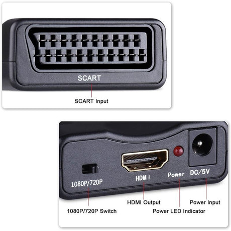 Scart to HDMI Adapter 1080P Converter Compatible with NTSC PAL Sky HD Blu Ray PS3 TV VCR VHS
