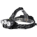 Rechargeable Headlamp 5 LED USB Head Torch 6 Modes Black