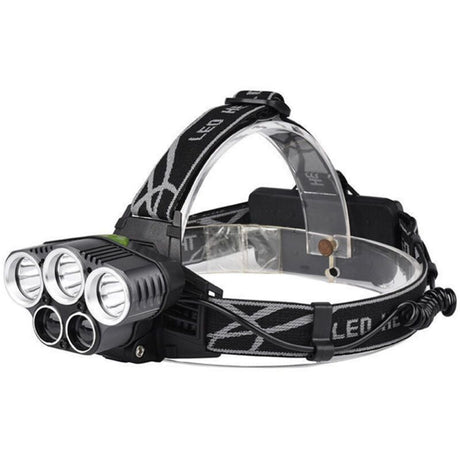 Rechargeable Headlamp 5 LED USB Head Torch 6 Modes Black