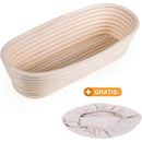 Oval Banneton Bread Proofing Basket with Wool Lining, 30 x 14 x 7 cm