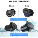 QC 3.0 Car USB Socket 12V 24V Waterproof Charger with Switch and LED Voltmeter