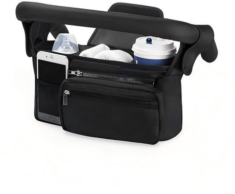 Universal storage bag for stroller - with drink holder - cup holder - stroller storage accessories - large capacity stroller bag
